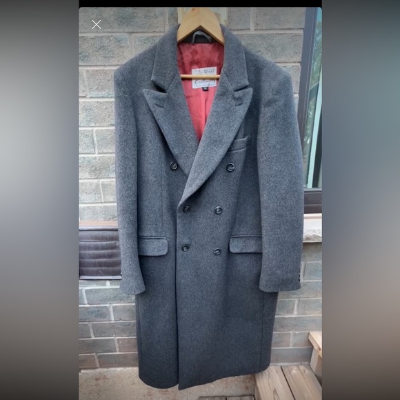 Moores Men’s Cashmere Wool Long Coat Gray Size 42T Lanificio Vallombroso Fabric - Picture 13 of 14